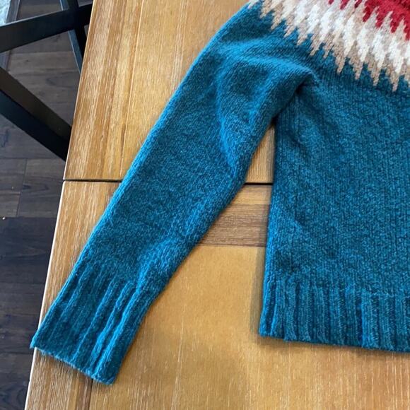 American Eagle fair isle mock neck plush sweater bohemian cozy retro soft sz S - Picture 4 of 9
